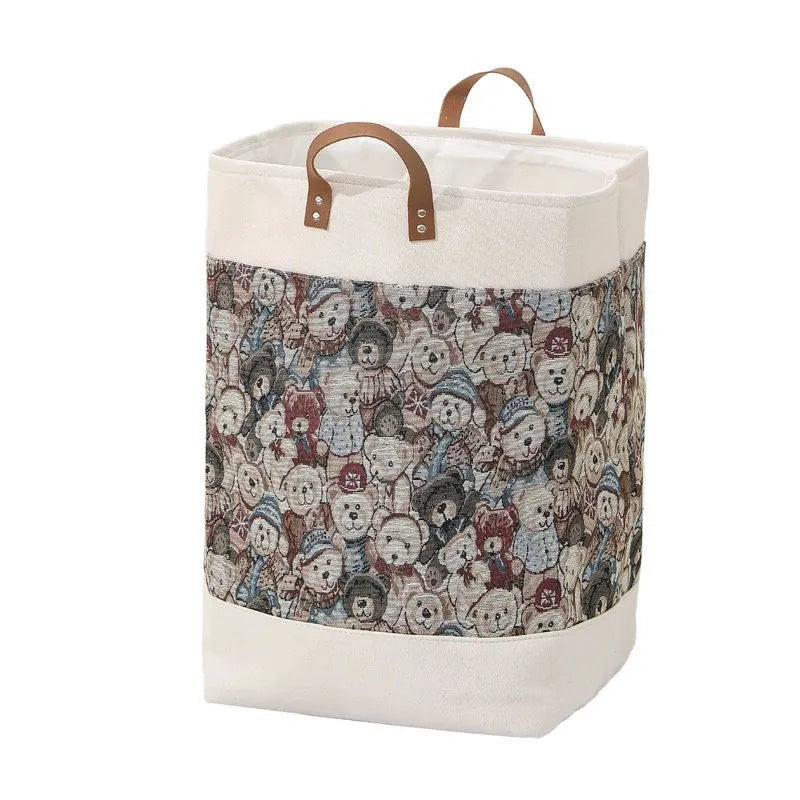 35x35x55cm fabric storage box in colourful bear design for clothing and home organisation