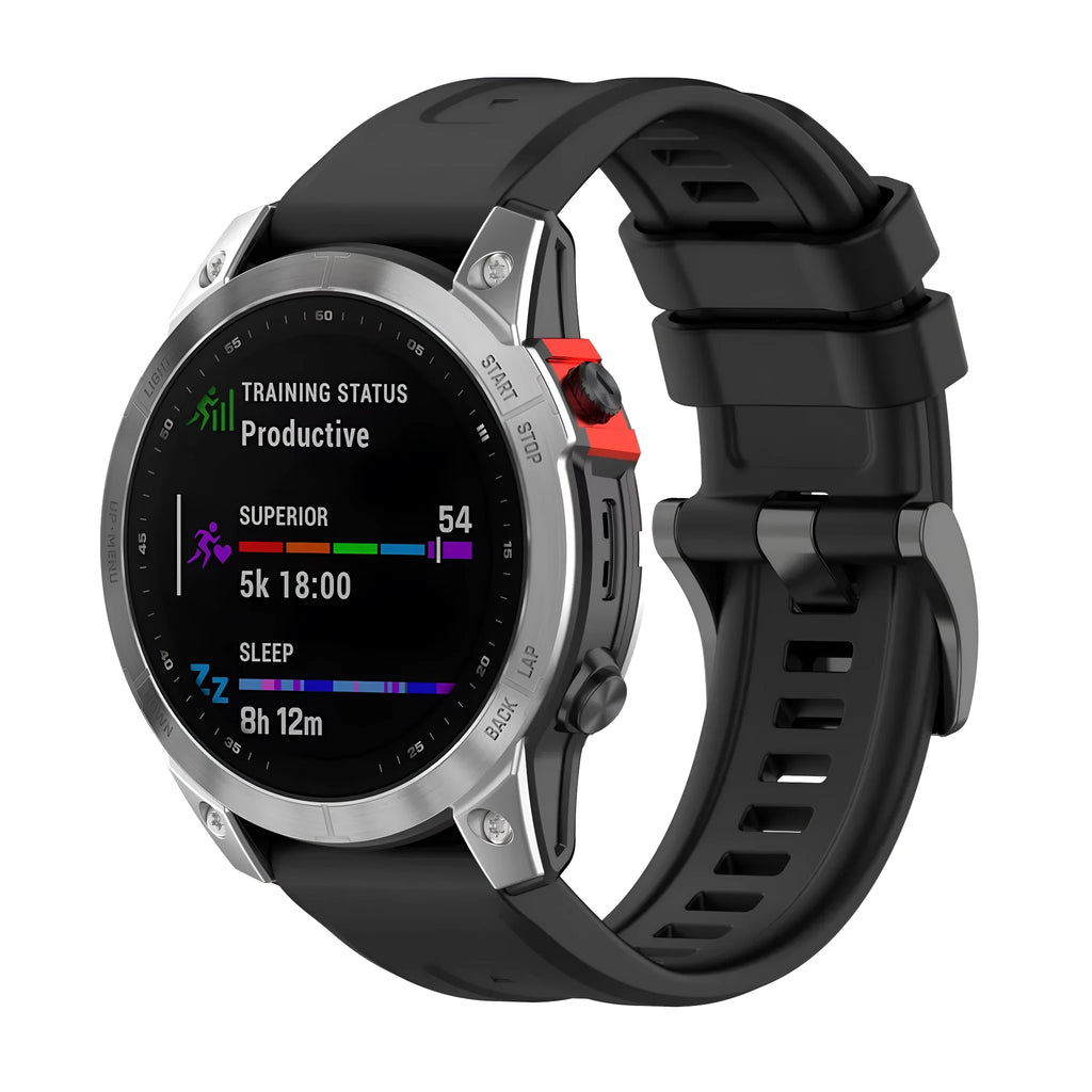 Jiaming Fenix7 silicone quick release watch strap in multiple colours showing 20mm, 22mm, and 26mm sizes.
