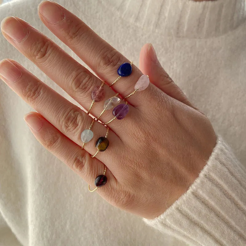 Geometric agate women's ring showing original design and natural stone texture