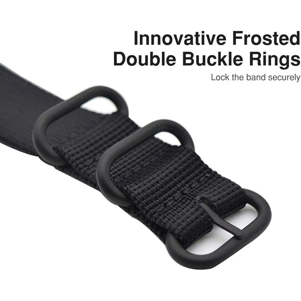 Fitbit Charge nylon replacement strap with three-ring buckle in Army Green colour