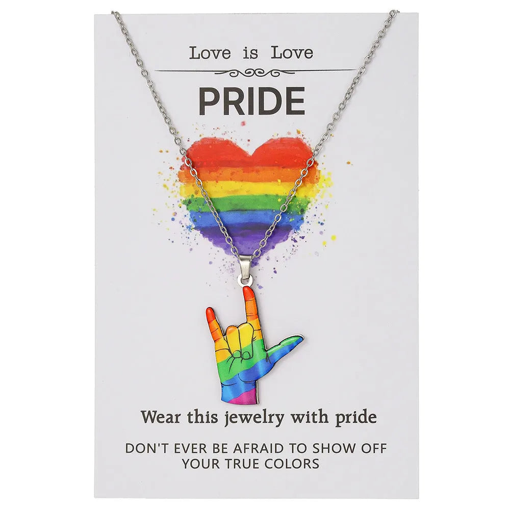 Stainless steel necklace and bracelet set with inspirational colour printing and friendship designs