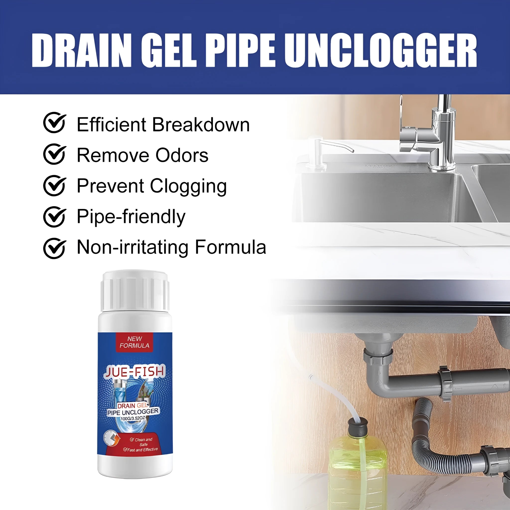 Pipe dredge agent 100g cleaning gel in 11cm container for sewer and toilet pipe maintenance