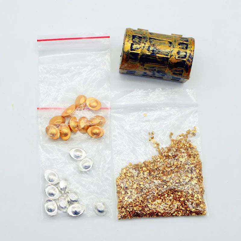 Alloy gold coin treasure box doll house miniature ornaments for teenage visual development