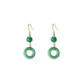 Green jade design peace buckle shape cheongsam earrings with zinc alloy construction