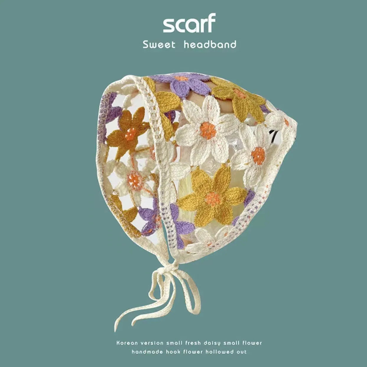 Cotton triangle headscarf with floral pattern options for women's autumn winter wear