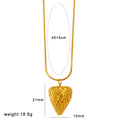 Women's stainless steel fruit necklace with apple, grape, watermelon, pineapple, strawberry, banana pendant designs on regular chain.