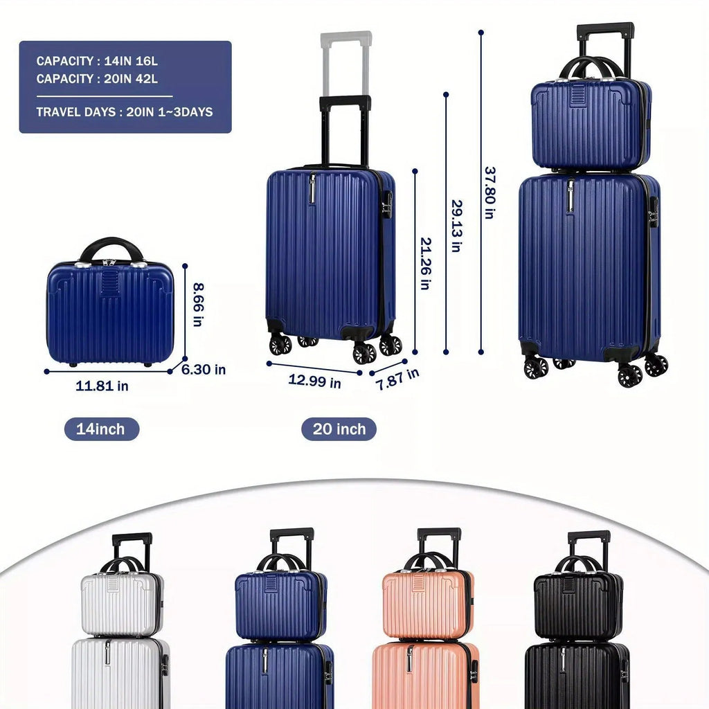 Aluminium alloy suitcase travel set with 14 inch and 20 inch trunks for male business travel