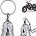 Vintage white angel wings feather keychain and necklace set with electroplated alloy construction