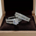 Women's 2-in-1 fully jewelled ring set in geometric round design with diamond treatment on alloy