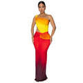 Women's gradient colour cross-shoulder summer dress in polyester fabric