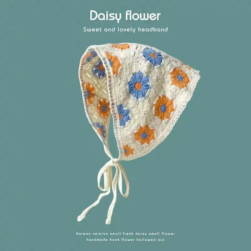 Cotton triangle headscarf with floral pattern options for women's autumn winter wear