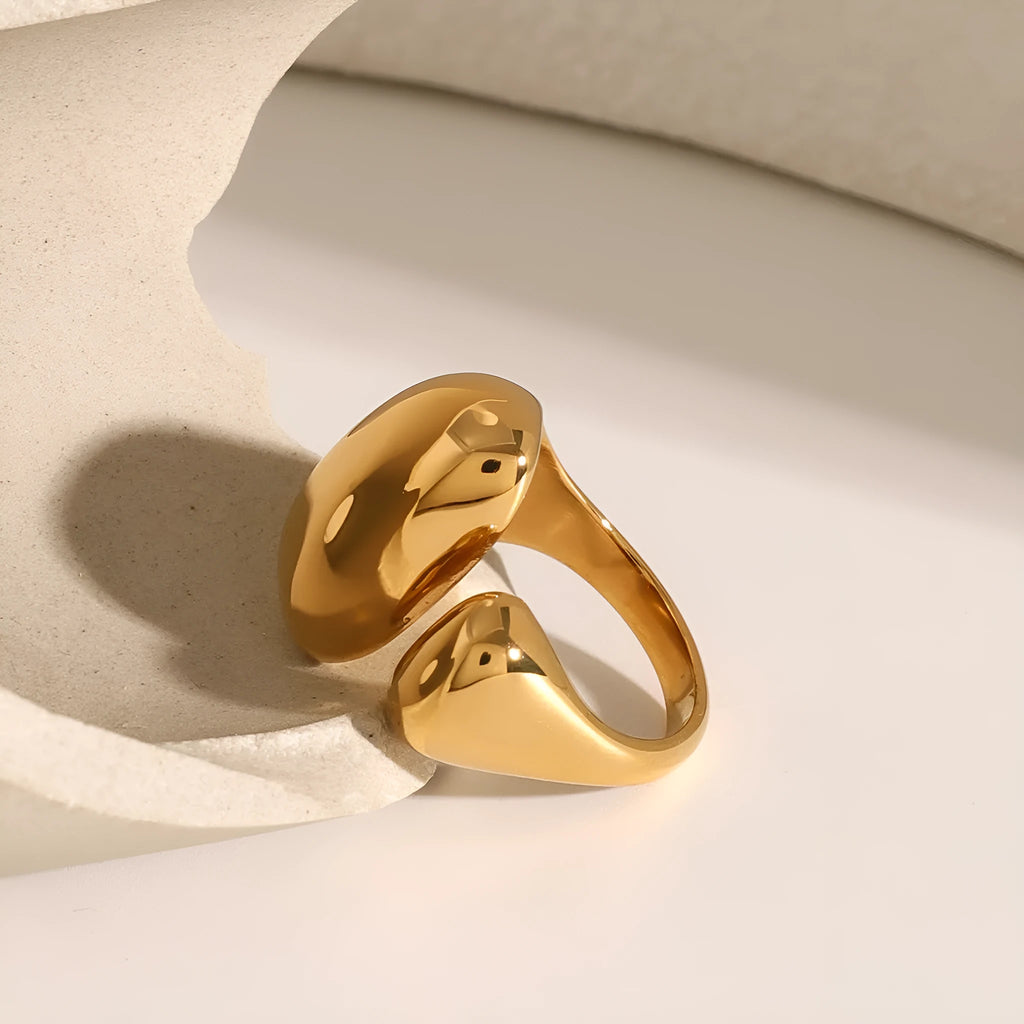 Women's exaggerated geometric stainless steel open ring in JDR2405081 colour