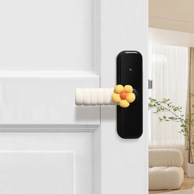 Round flower pattern door handle protective cover in multiple colour options