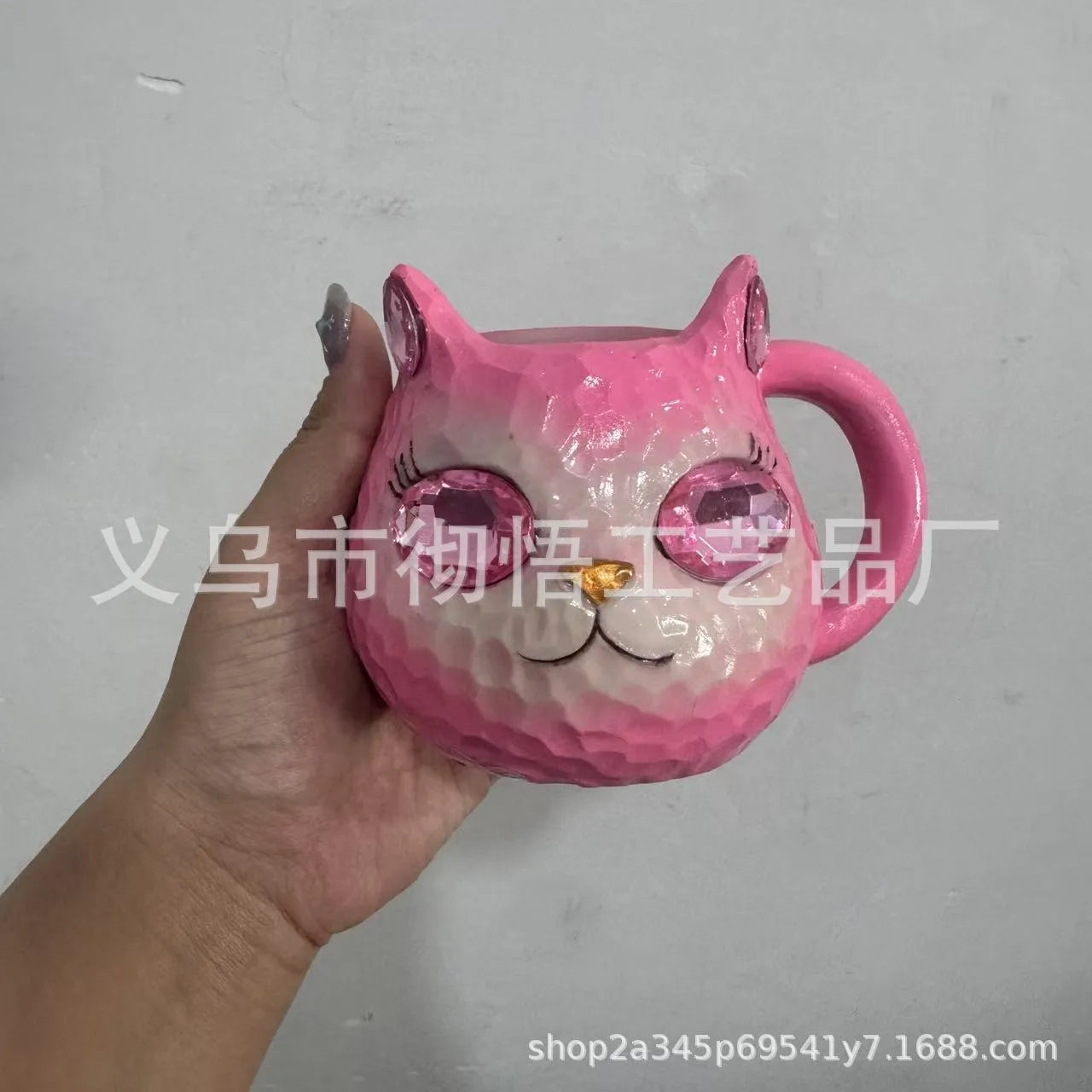 American style cat-shaped resin drinking cup in blue, green, pink, and purple colour options.