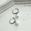 Geometric women's pearl earrings with titanium steel eardrops in hip hop style