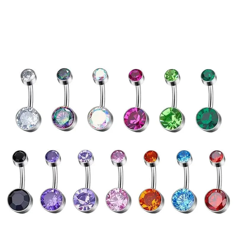 Double-headed zircon titanium alloy navel stud with internal thread in various colors