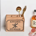 Wooden kitchen storage box with grid dividers for knife fork and chopstick organisation
