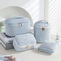 Flannelette makeup bag four-piece set in cube style with polyester construction