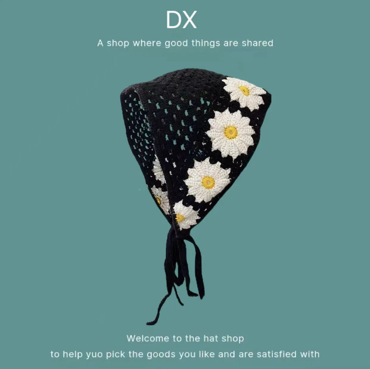 Cotton triangle headscarf with floral pattern options for women's autumn winter wear