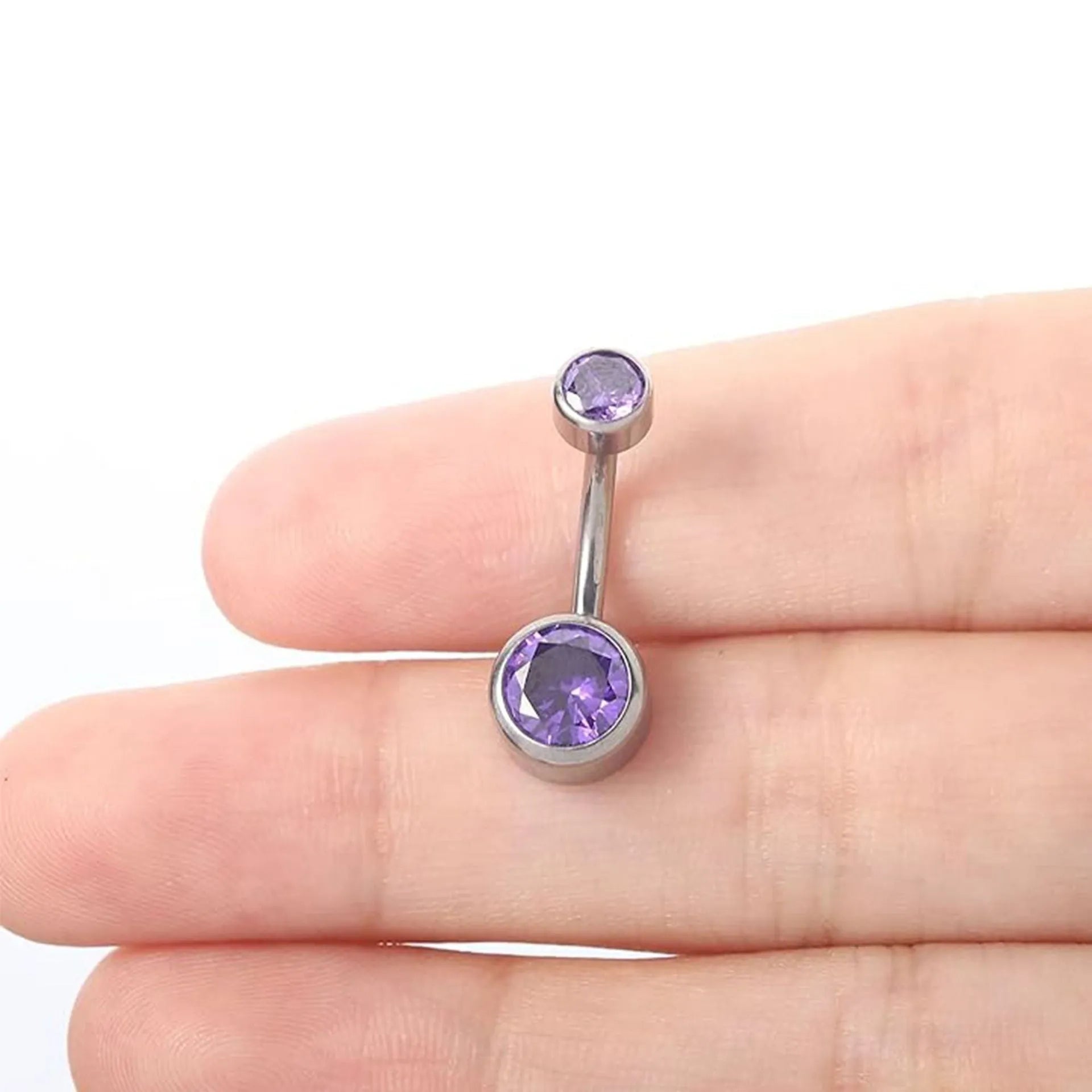 Double-headed zircon titanium alloy navel stud with internal thread in various colors