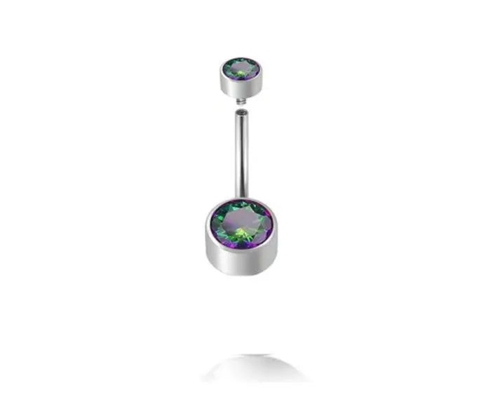 Double-headed zircon titanium alloy navel stud with internal thread in various colors