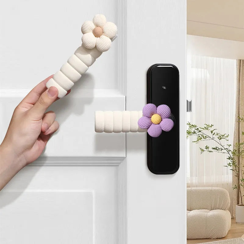 Round flower pattern door handle protective cover in multiple colour options
