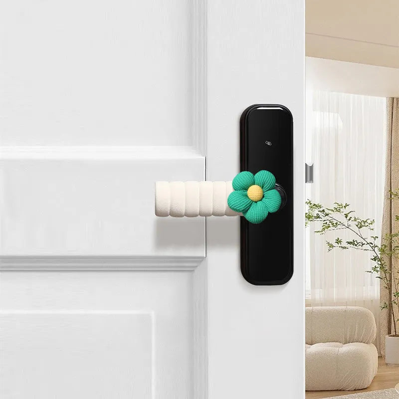 Round flower pattern door handle protective cover in multiple colour options