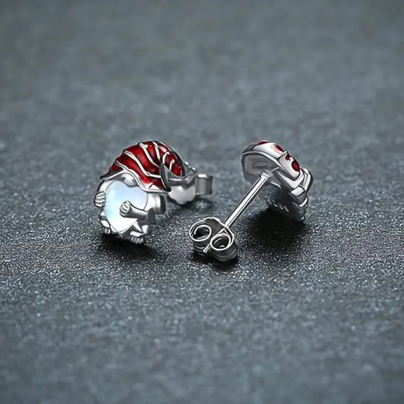 Women's heart-shaped Santa Claus earrings in white gold colour electroplated finish