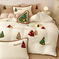 Bright yellow Christmas tree bedding set with fleece lining for winter warmth