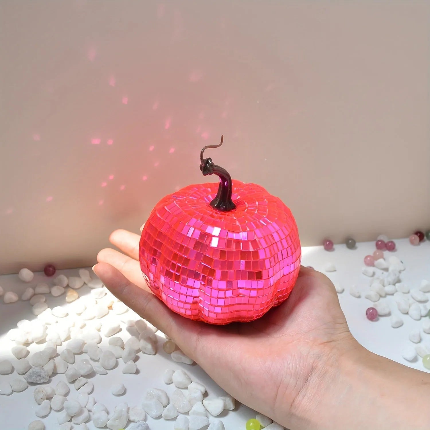 Chinese style glass Halloween pumpkin mirror decoration in multiple sizes