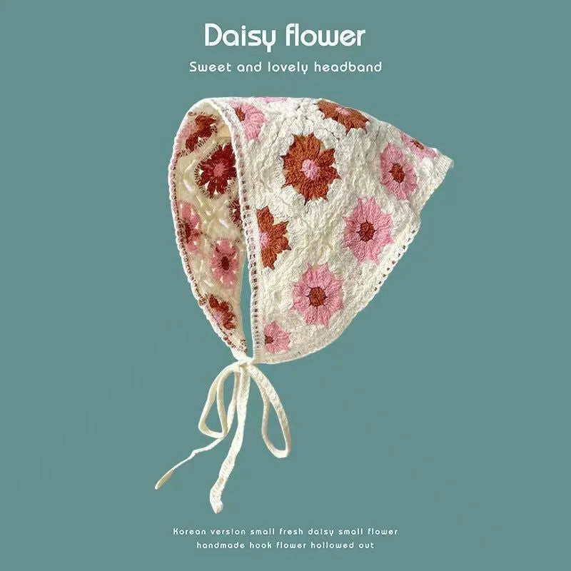 Cotton triangle headscarf with floral pattern options for women's autumn winter wear