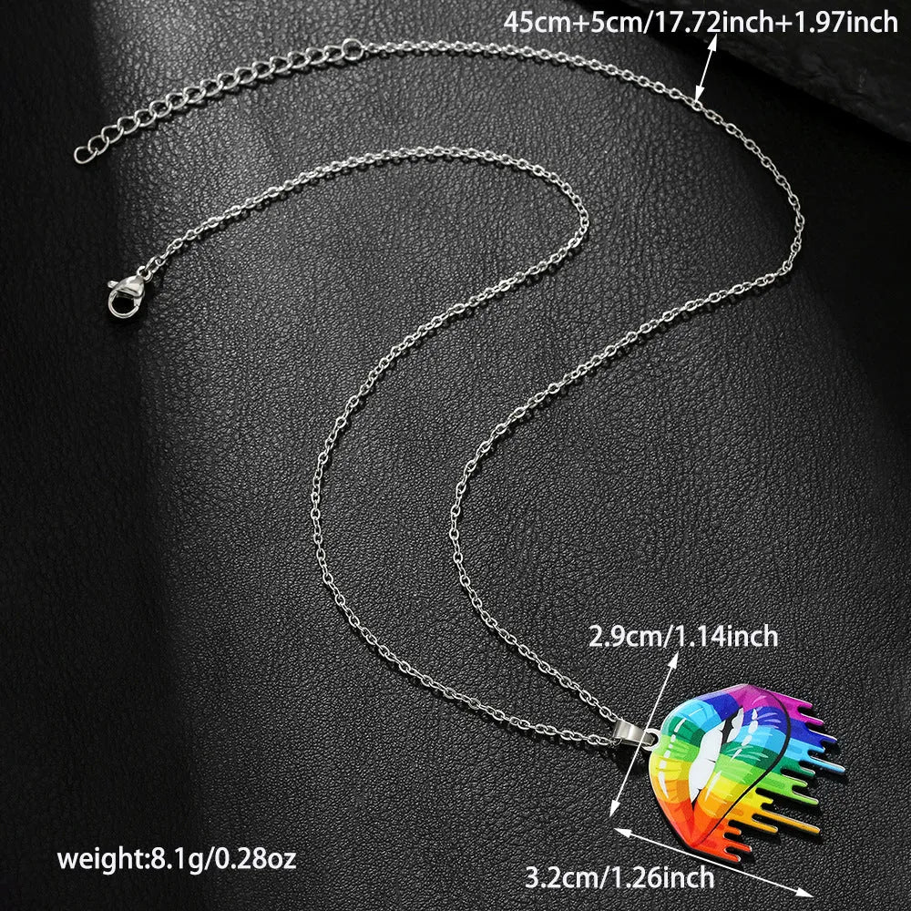 Stainless steel necklace and bracelet set with inspirational colour printing and friendship designs
