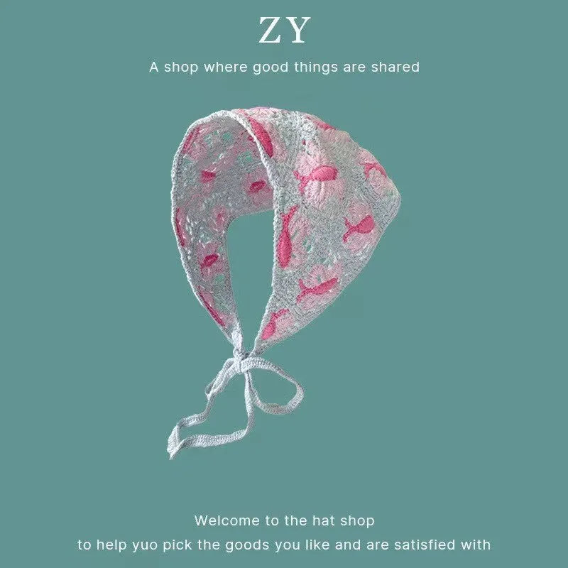 Cotton triangle headscarf with floral pattern options for women's autumn winter wear
