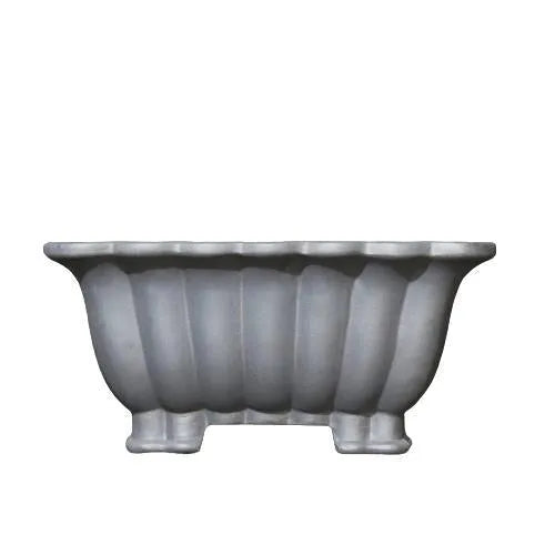 Square purple sand ceramic bonsai pot with classical styling for desktop plants, measuring 37x15cm