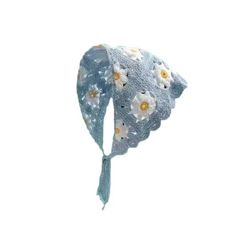 Cotton triangle headscarf with floral pattern options for women's autumn winter wear