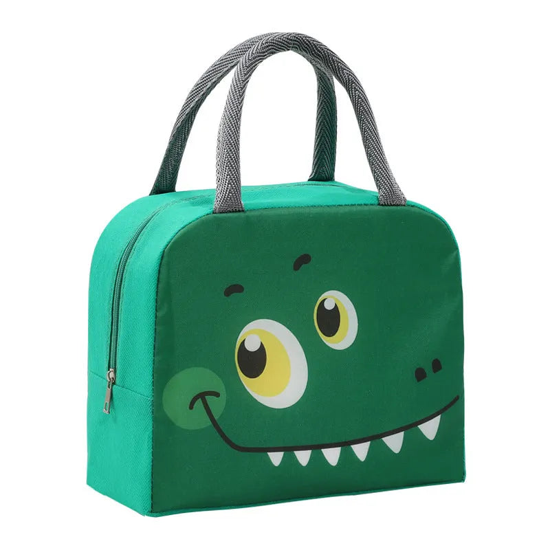Children's insulated lunch box bag with cartoon animal design and aluminium foil insulation