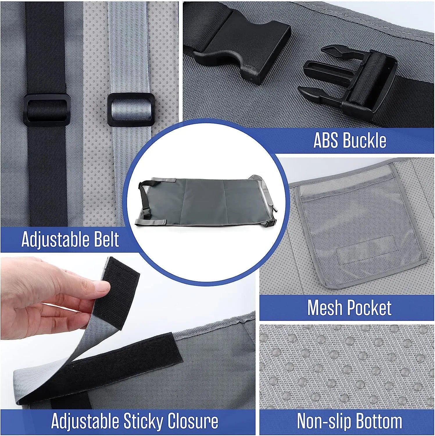 Portable children's aircraft pedal seat extender with extension device and drawstring storage pocket in blue colour