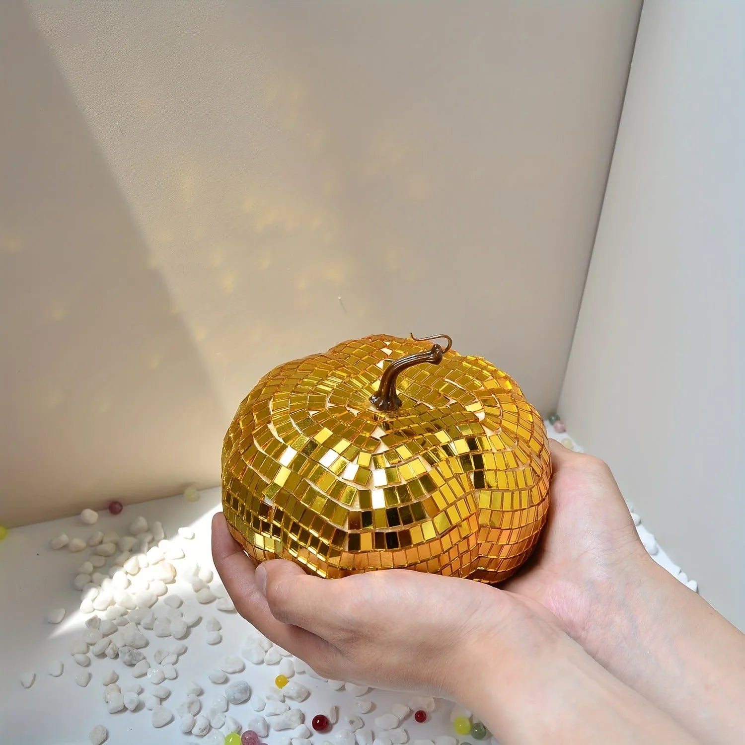 Chinese style glass Halloween pumpkin mirror decoration in multiple sizes