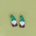 Santa Claus cartoon character acrylic fashion earrings showing three colour variations