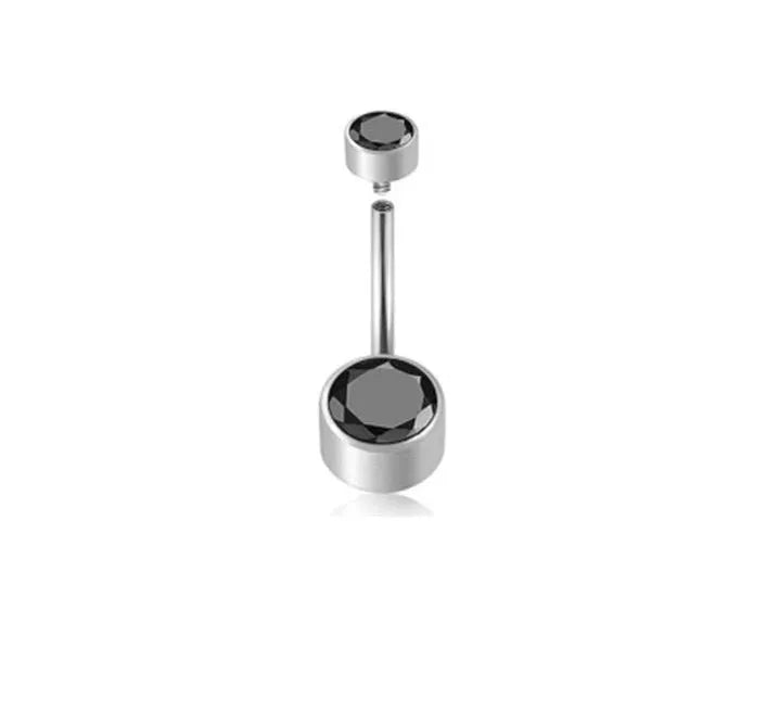 Double-headed zircon titanium alloy navel stud with internal thread in various colors