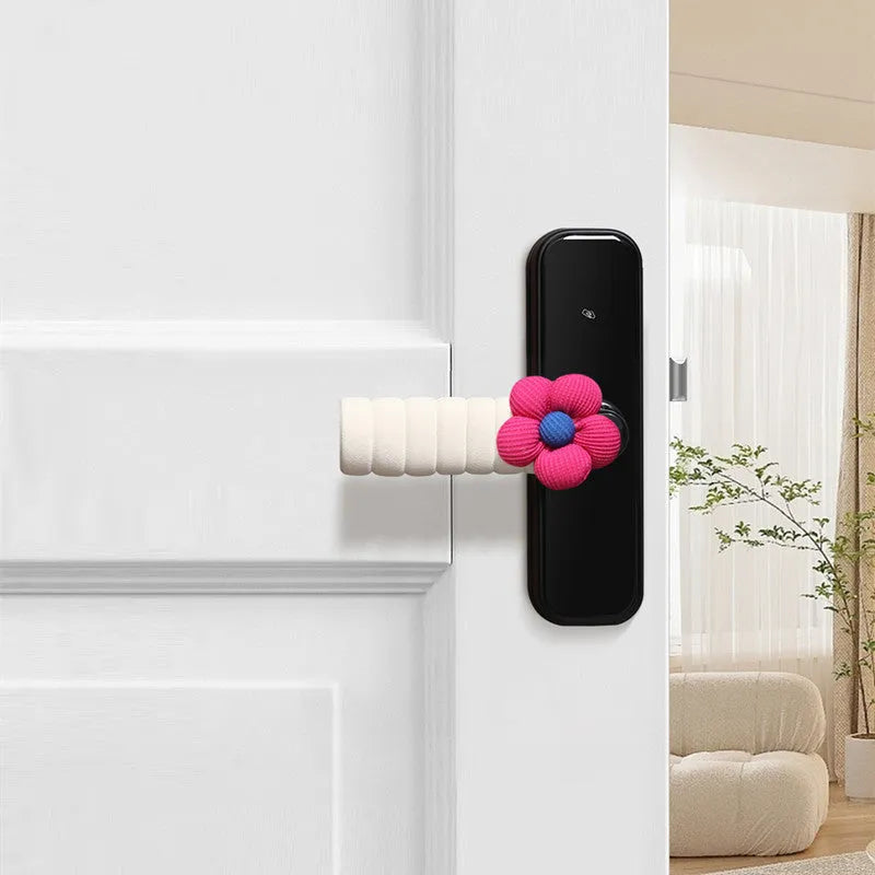 Round flower pattern door handle protective cover in multiple colour options