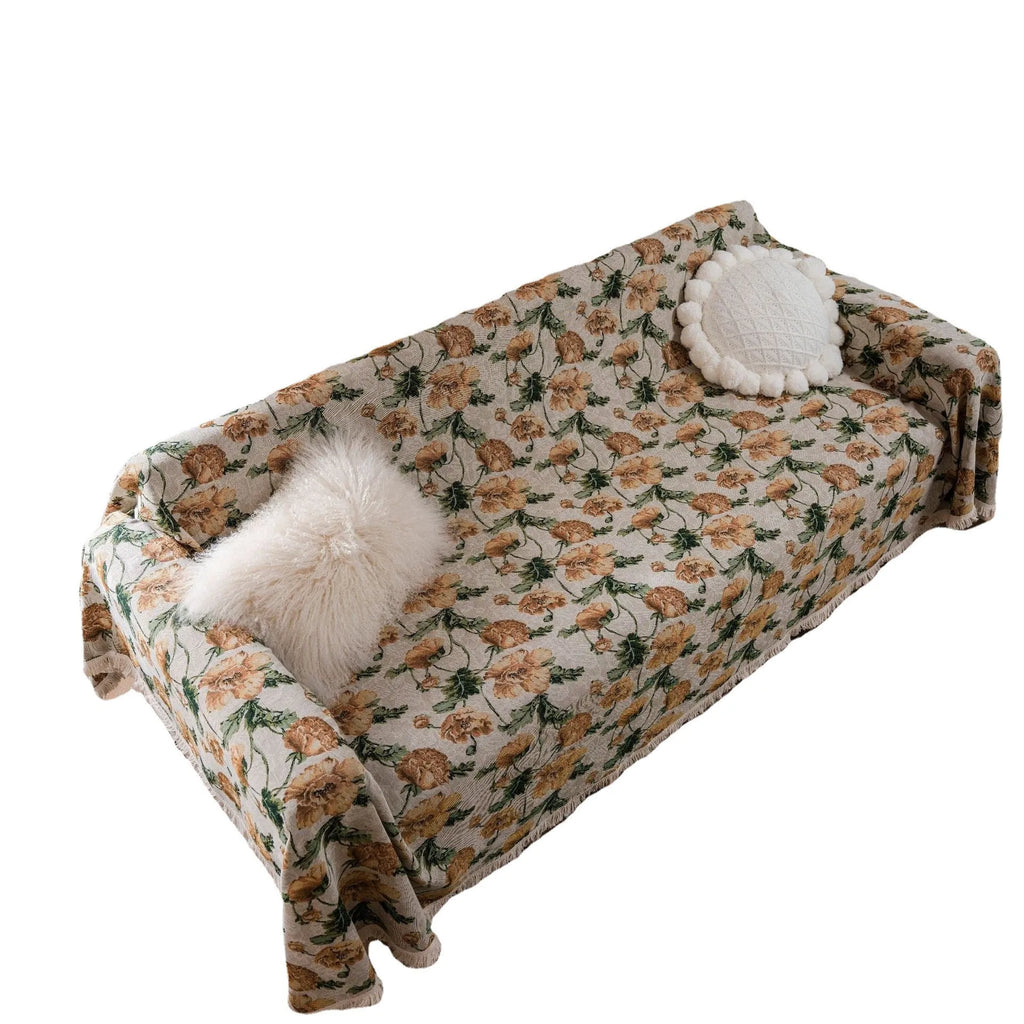 American country style jacquard floral pattern sofa cover in thick polyester cotton fabric