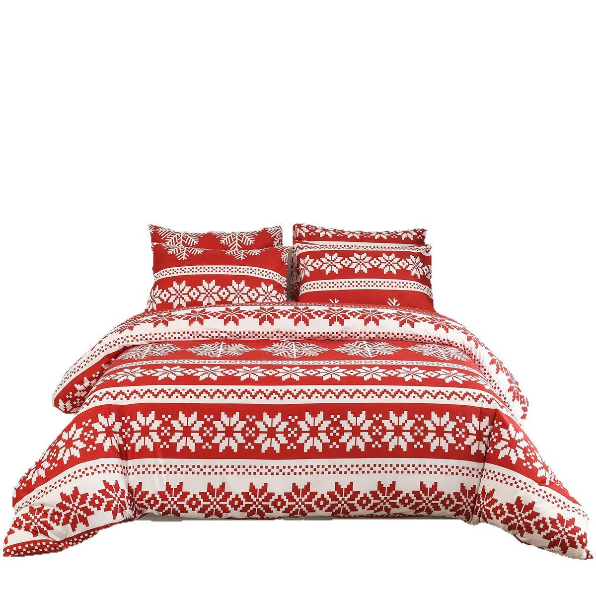 Winter Sleepers red Christmas pattern bedding three-piece set with quilt cover and pillowcases