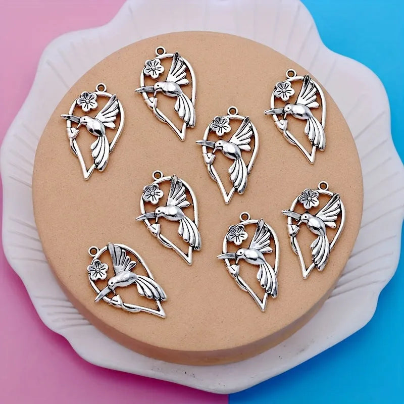 Alloy magpie cuckoo bird pendant with electroplated finish for DIY jewellery making