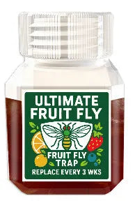 Bottle of SK003 fruit fly bait liquid for use in insect traps.