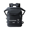 Black 25-litre waterproof backpack with 500D mesh construction for outdoor water sports.