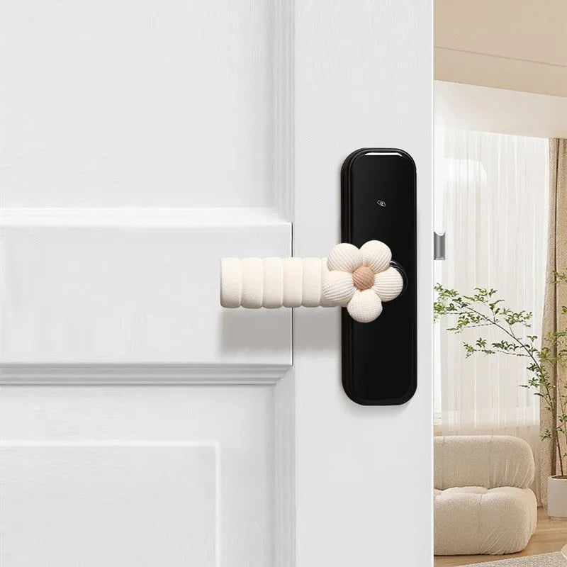 Round flower pattern door handle protective cover in multiple colour options