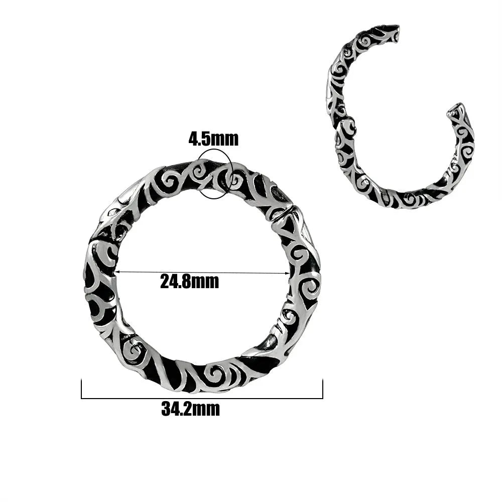 Fashion stainless steel totem pattern earrings showing electroplated colour options for OL style dressing