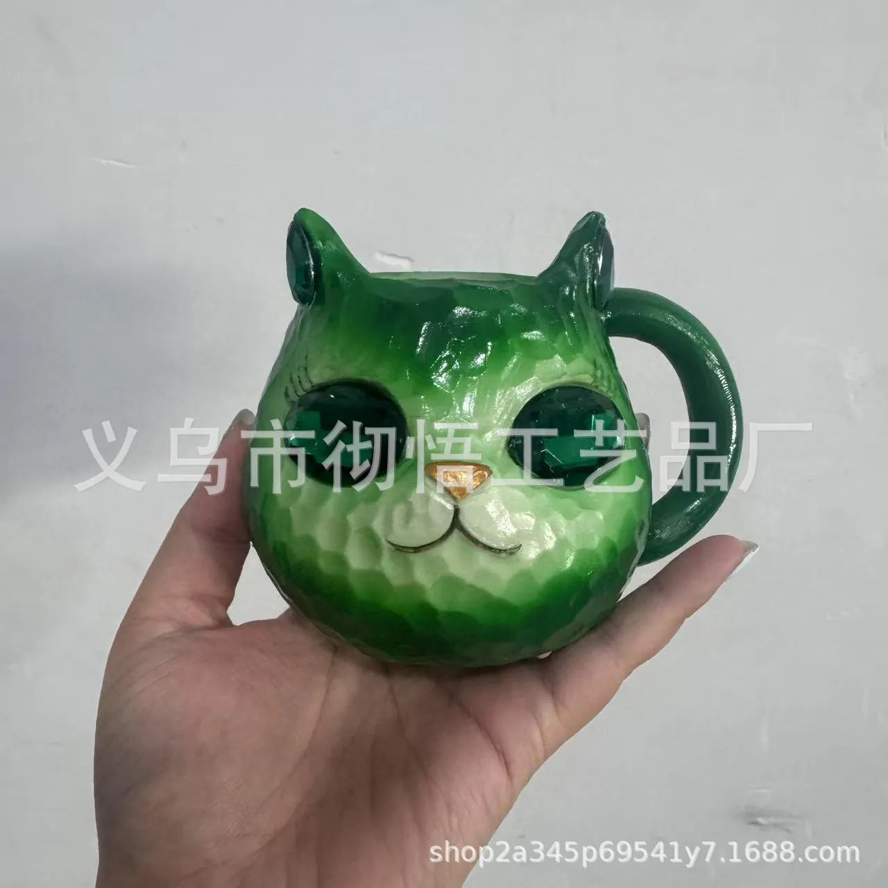 American style cat-shaped resin drinking cup in blue, green, pink, and purple colour options.