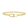Women's adjustable stainless steel beaded bracelet in a geometric design with round accents.